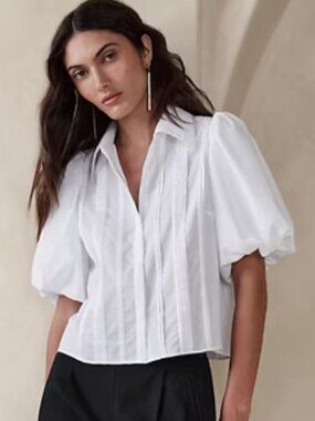 Banana Republic Vida Poplin Blouse Size XL